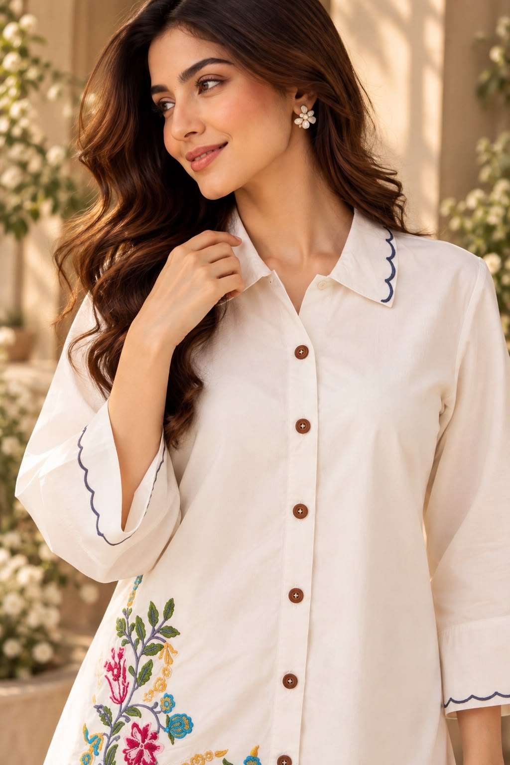 044 BOUTIQUE PREMIUM COTTON WHITE CORD SET FOR RICH PARTY WEAR WHOLESALER SURAT